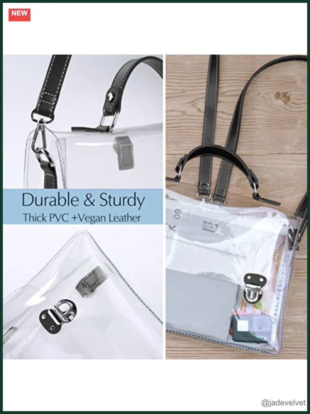 Clear PVC Backpack Convertible Satchel Crossbody Stadium Approved